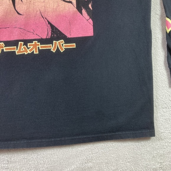 Pacsun Game Over Shirt Adult Large Black Anime Graphic Tee Long Sleeve - Picture 4 of 12